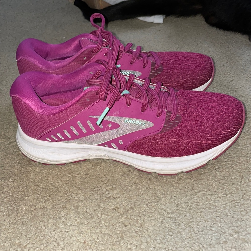 Pink and White Brooks sneakers
